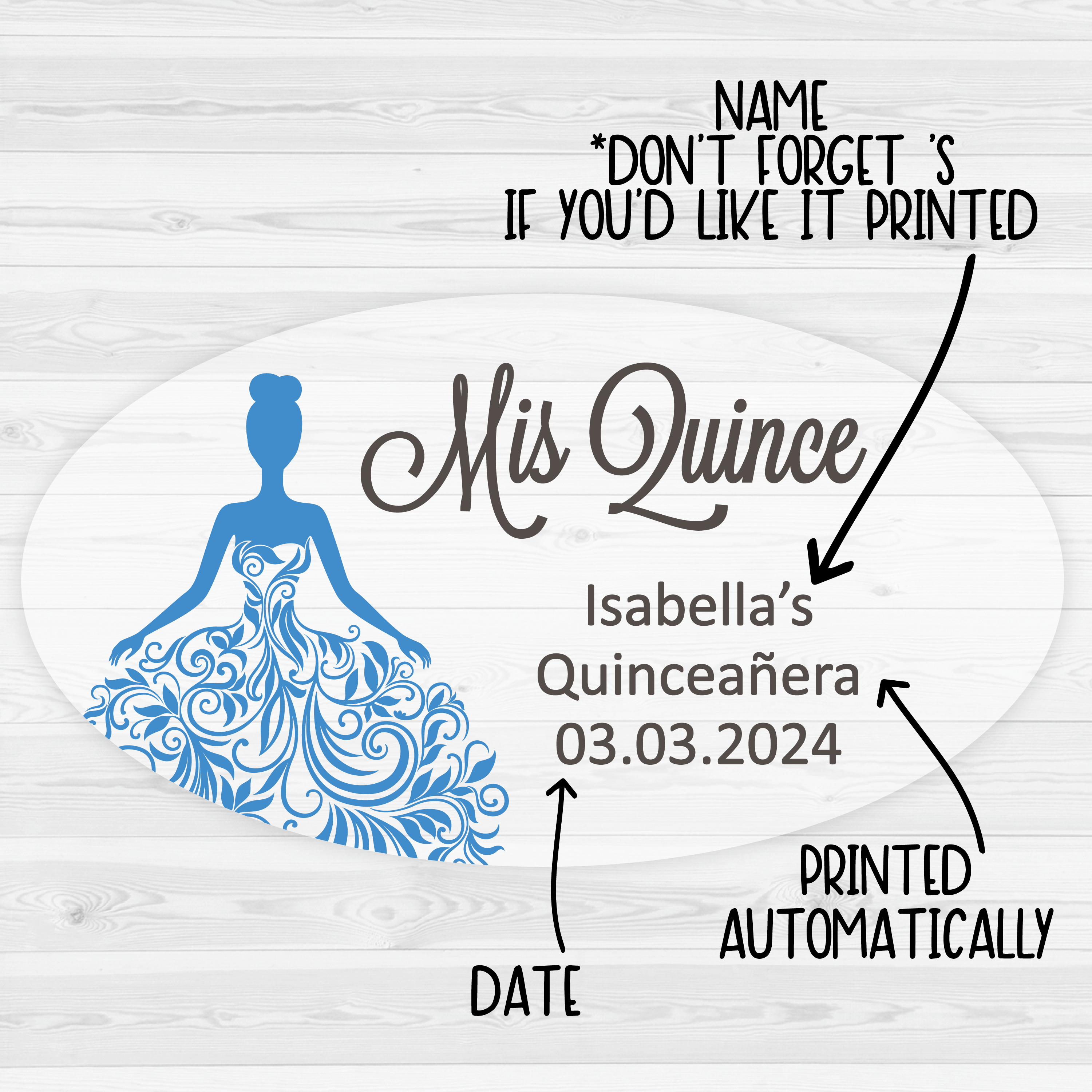 Mis Quince Quinceanera Clear Transparent Oval Birthday Celebration Favor Stickers, Quinceanera Favor Labels (#027-OV-C)