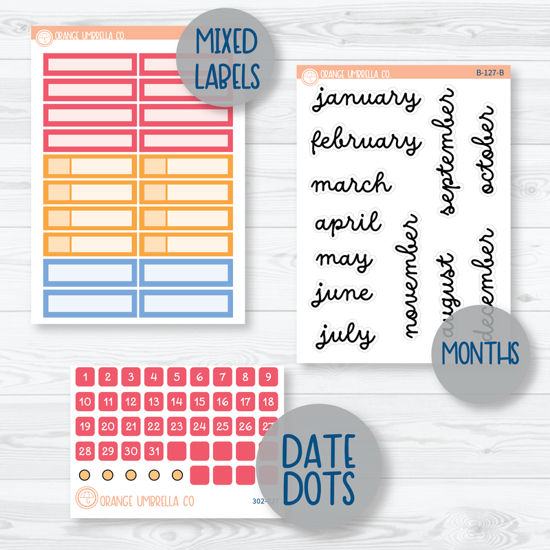 Amalie | Bright Pink 7x9 Plum Monthly Planner Kit Stickers | 302-221