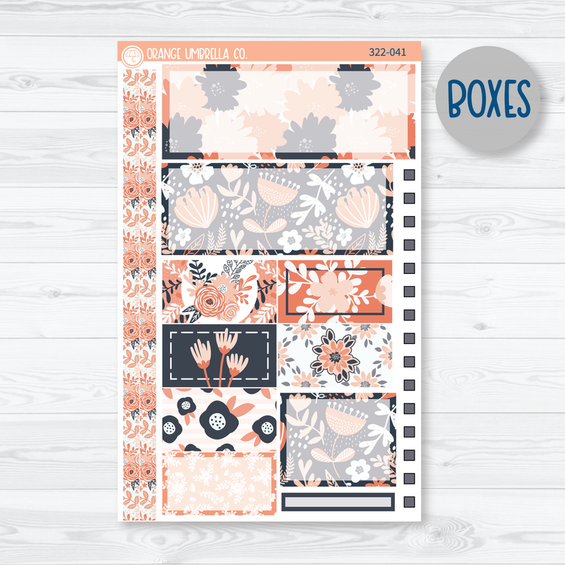 Coral and Navy Plum Vertical Priorities 7x9 Planner Kit Stickers | Melanie's Bliss | 322-041