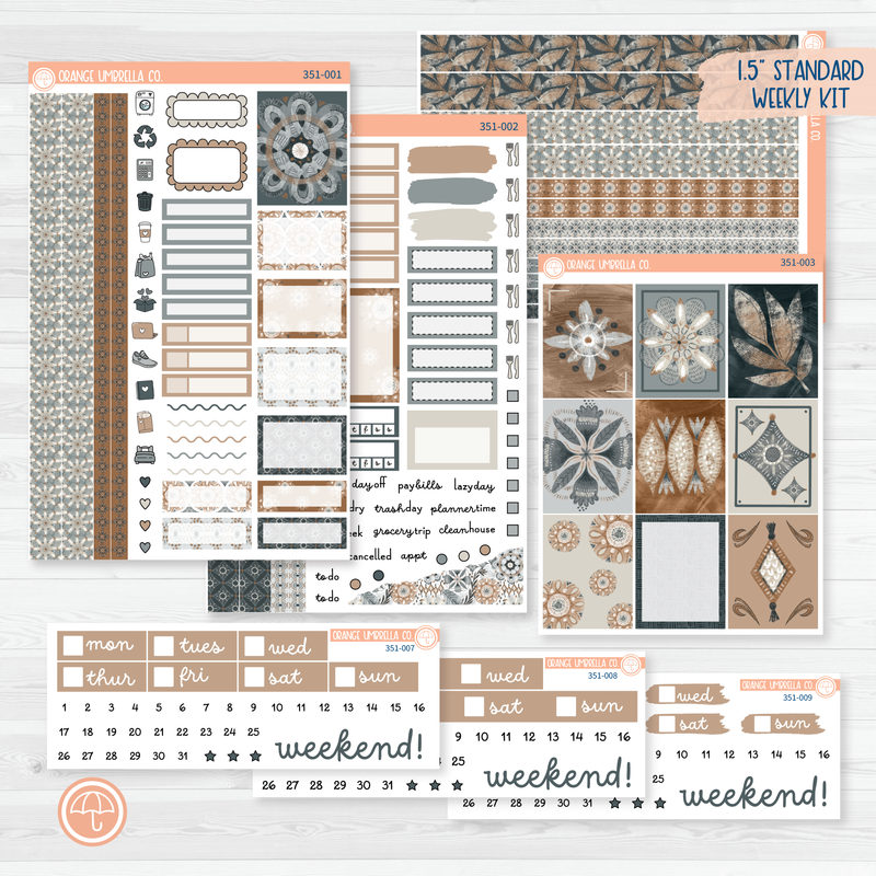 Neutral Florals And Shapes | Weekly Planner Kit Stickers | Serenity | 351-001