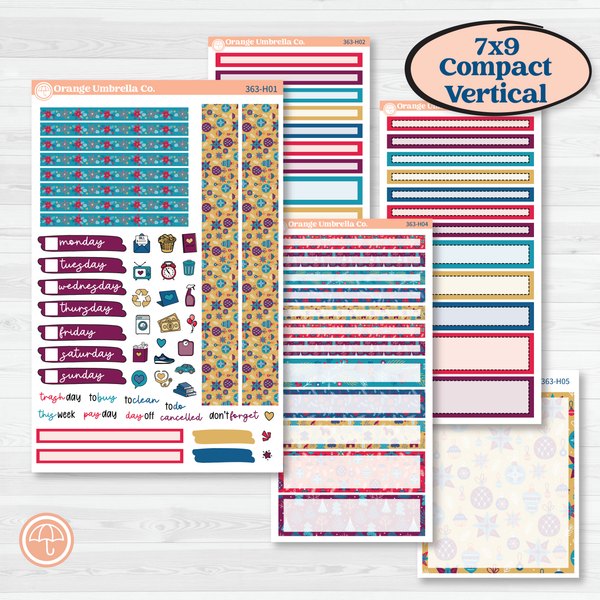 Winter Scene January Kit | 7x9 Compact Vertical Planner Kit Stickers | Snow Much Fun | KIT-363-H