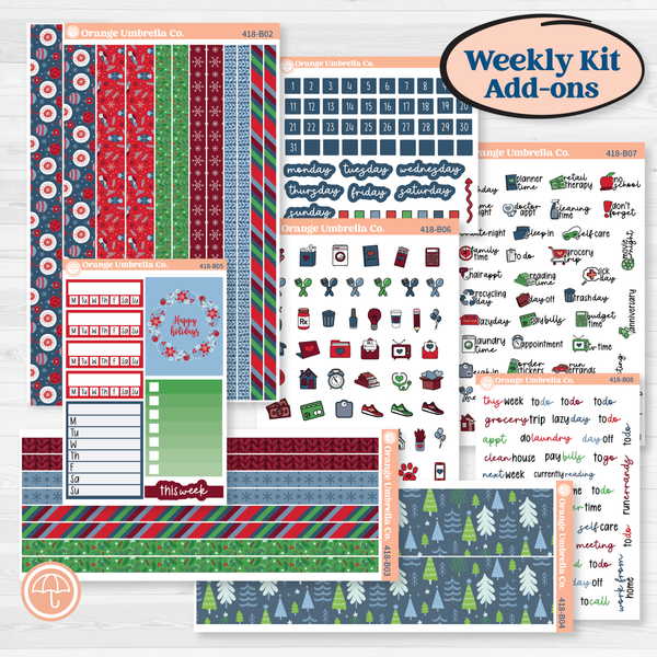 Playful Winter Kit | Weekly Add-On Planner Kit Stickers | Jingle | KIT-418-B