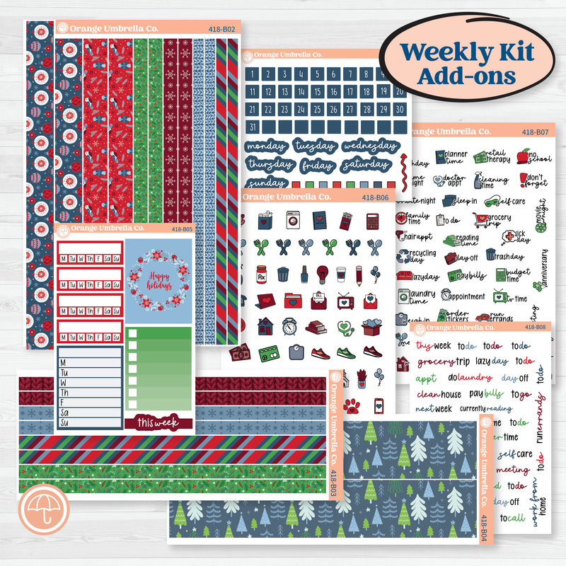 Playful Winter Kit | Weekly Add-On Planner Kit Stickers | Jingle | KIT-418-B