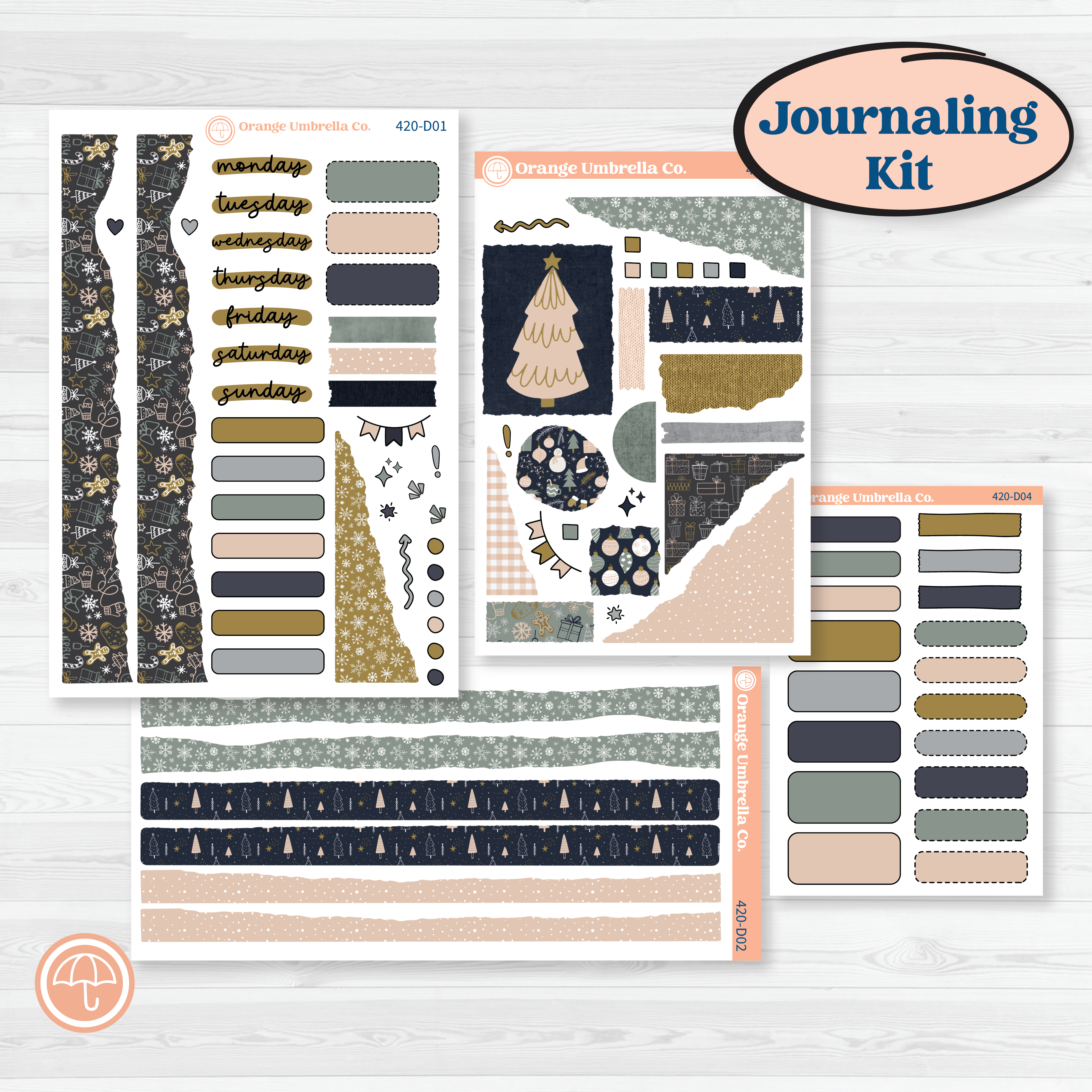 Cheerful Holiday Christmas Kit | Journaling Kit Planner Stickers | Very Merry | KIT-420-D