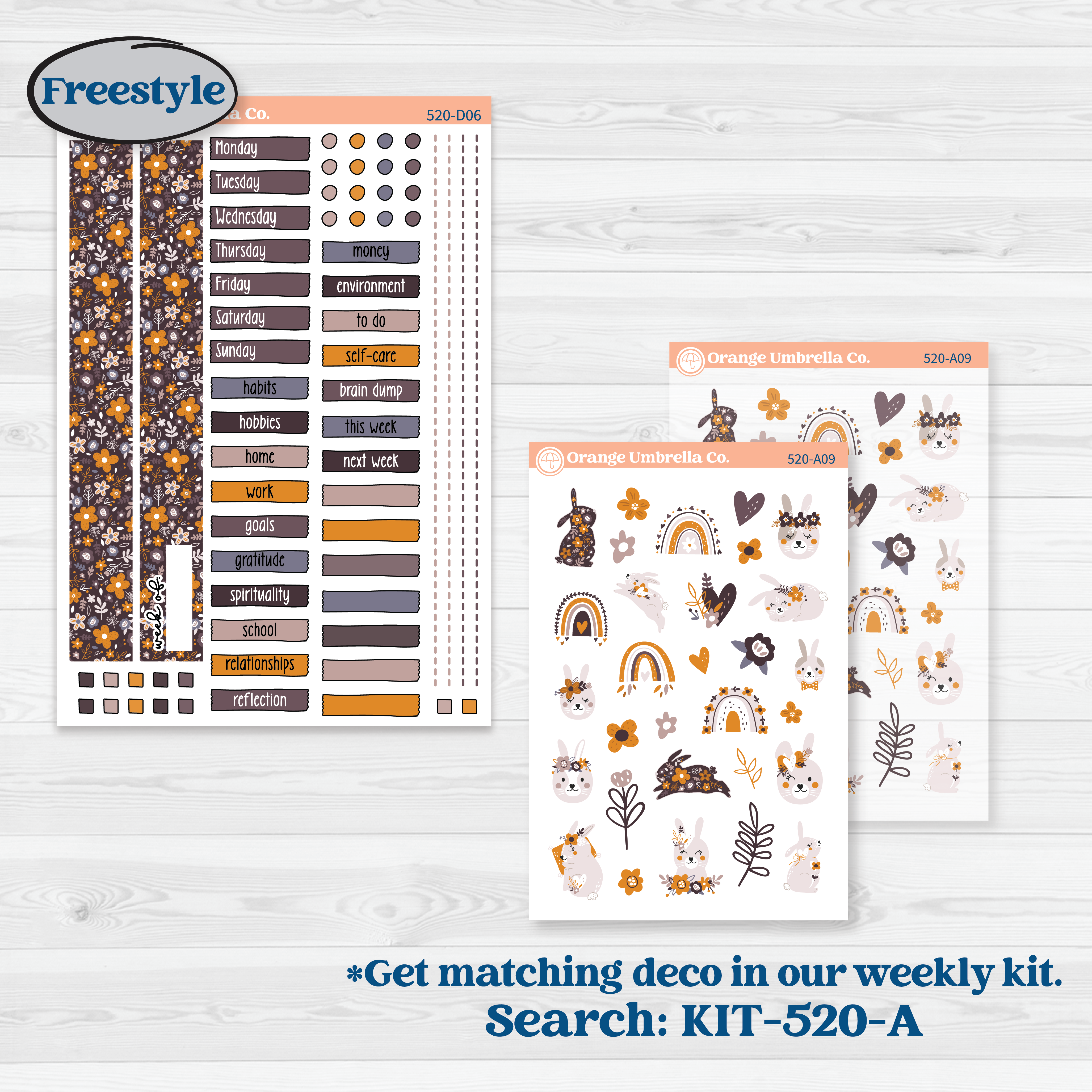 Playful Easter Bunnies | Journaling or Scrapbooking Kit | Creative Junk Journal Planner Stickers | Bunny Hop | KIT-520-D