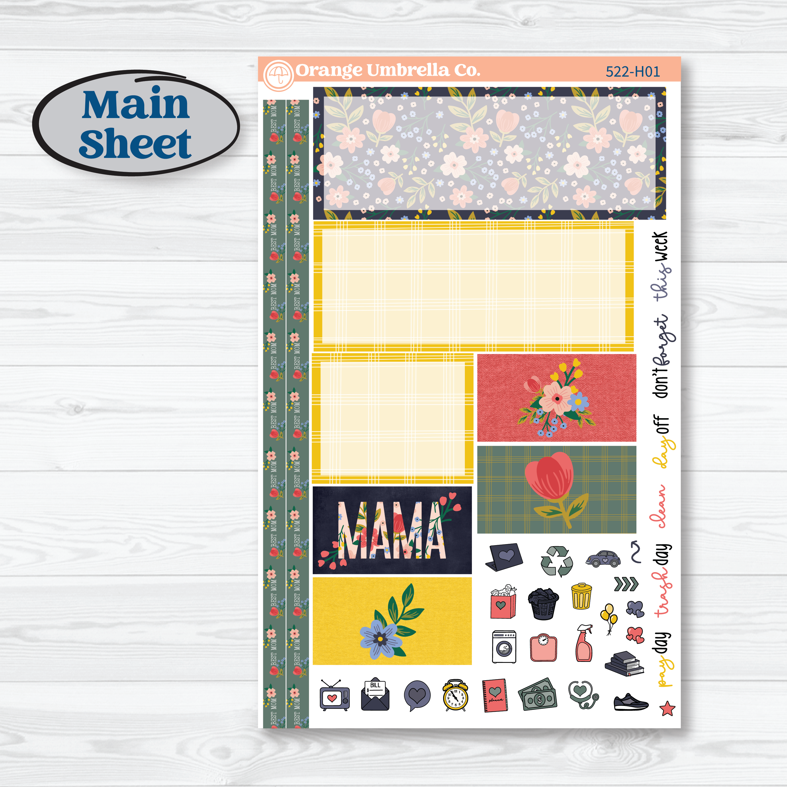 Mother’s Day | Plum Vertical Priorities 7x9 Planner Kit Stickers | Best Mom | KIT-522-H