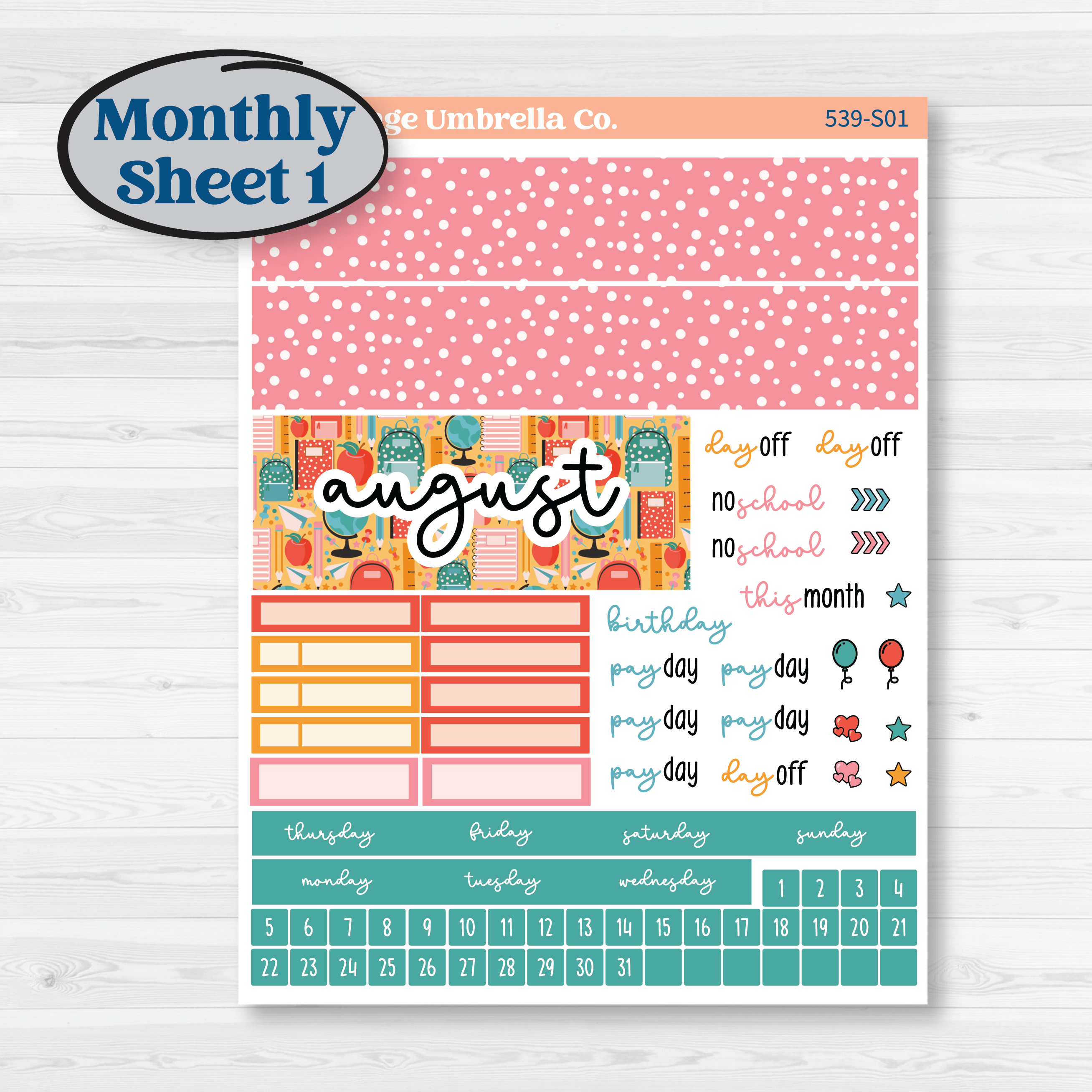 Back To School Kit | Hobonichi Cousin Monthly Planner Kit Stickers | Level Up | KIT-539-S