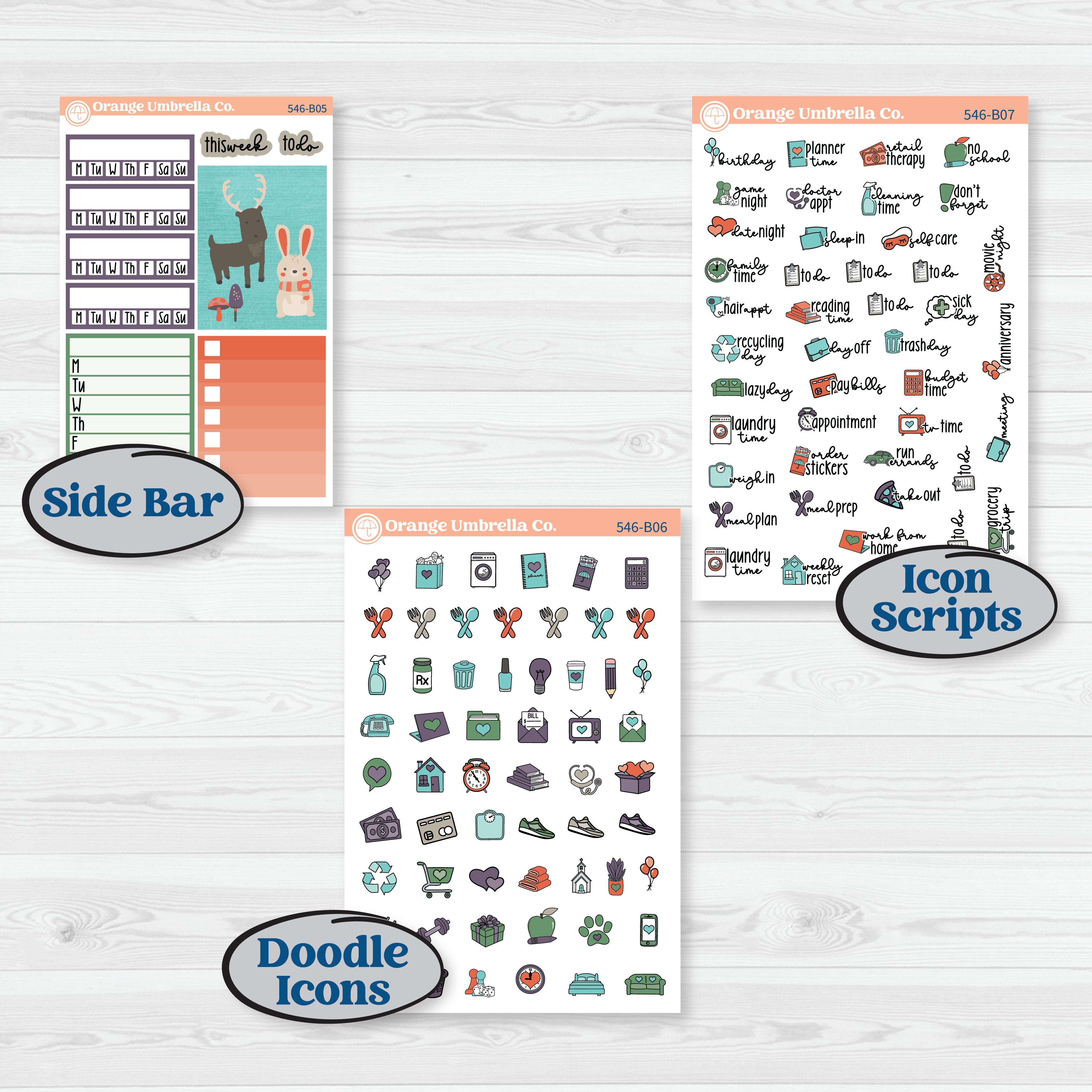 Woodland Animals Kit | Weekly Add-On Planner Kit Stickers | Forest Fluffs | KIT-546-B