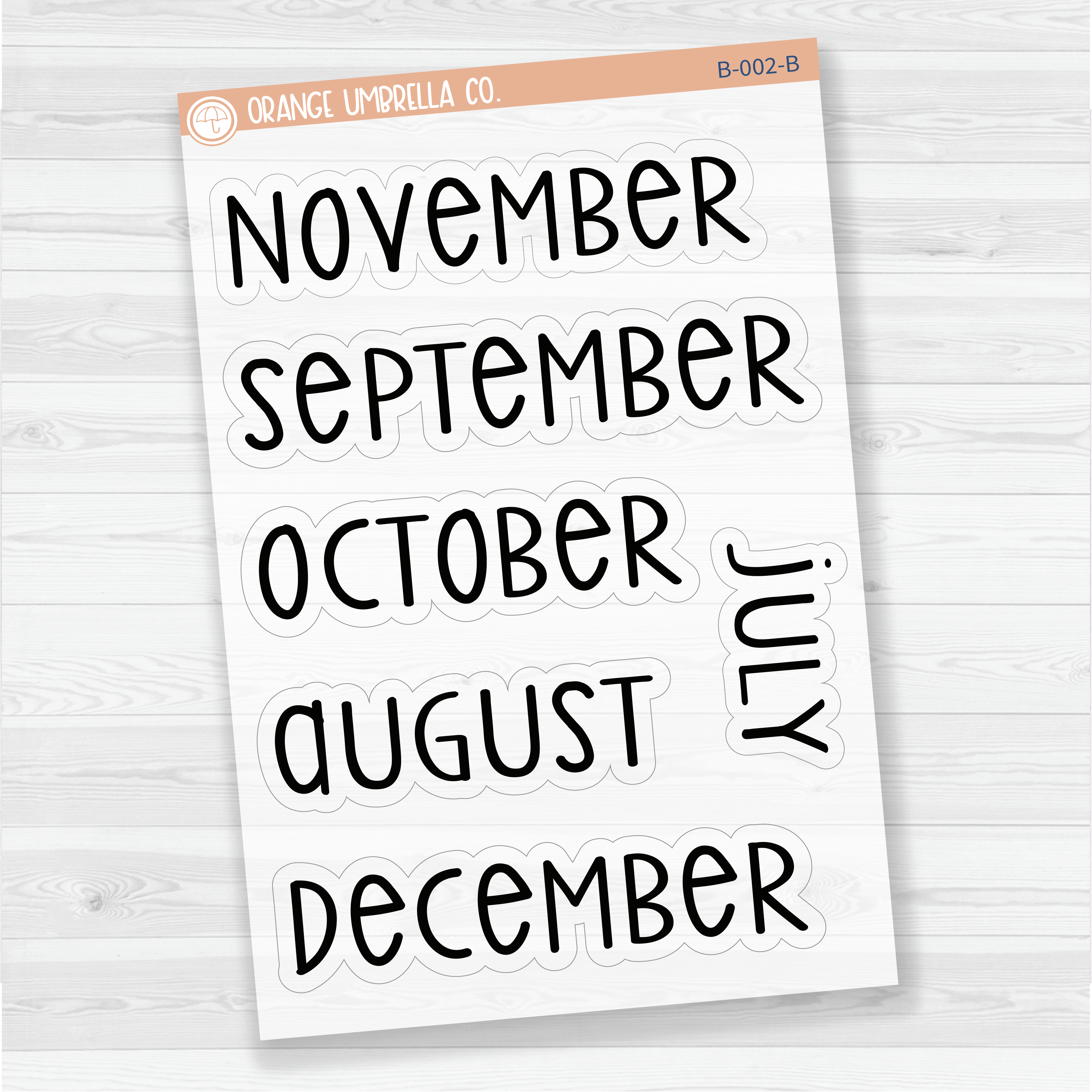 CLEARANCE | Month Name Script Planner Stickers | F3 Clear Matte | B-001/002-BCM