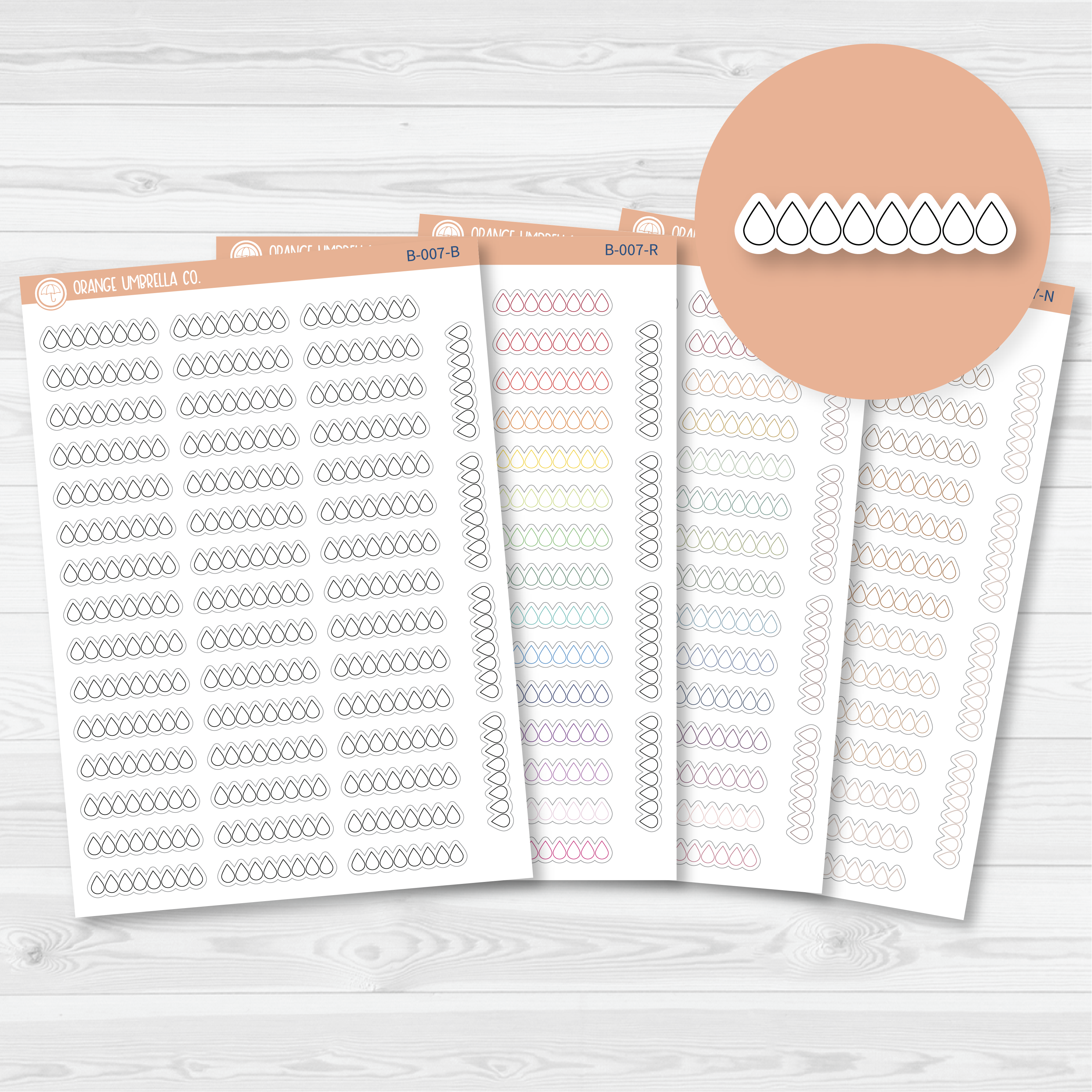 Hobinichi Water Icon Tracker Planner Stickers | B-007