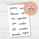Month Name Planner Stickers - 7x9 Plum Monthly & Hobonichi Weeks | F16 Print | B-010-B