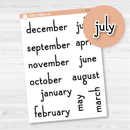 Month Name Planner Stickers - A5 EC/8.5x11 Plum Monthly/Hobinichi Cousin | F16 Print | B-014-B