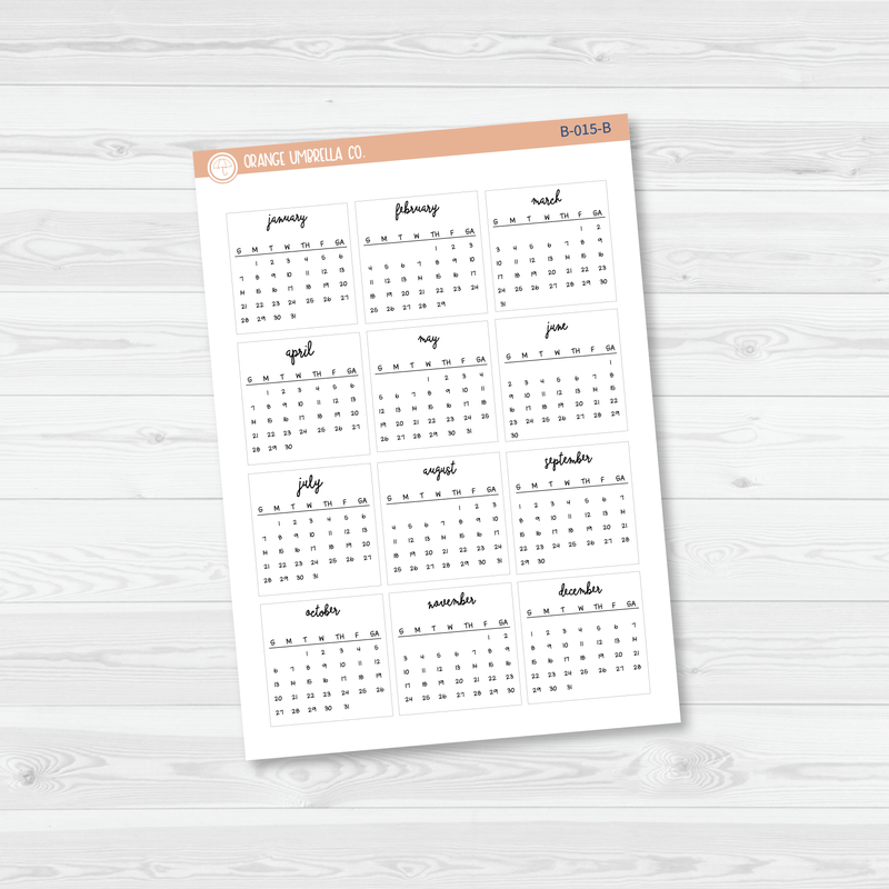 CLEARANCE | 2024 Mini Calendar Planner Stickers | B-015-B