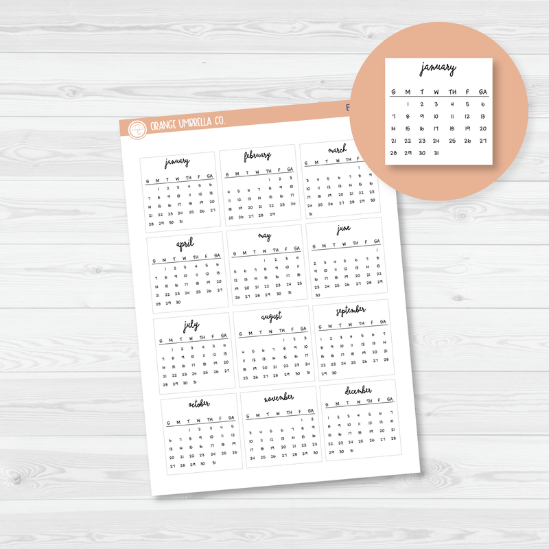 2024 Mini Calendar Planner Stickers | B-015-B