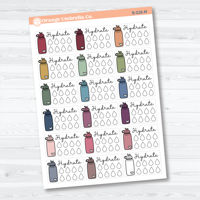 Hydrate/Water - Half Box Tracker Planner Stickers | B-028