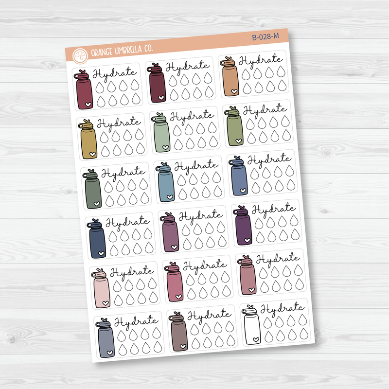 Hydrate/Water - Half Box Tracker Planner Stickers | B-028