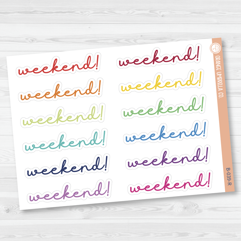 Weekend Banner Script Planner Stickers | F5 | B-039