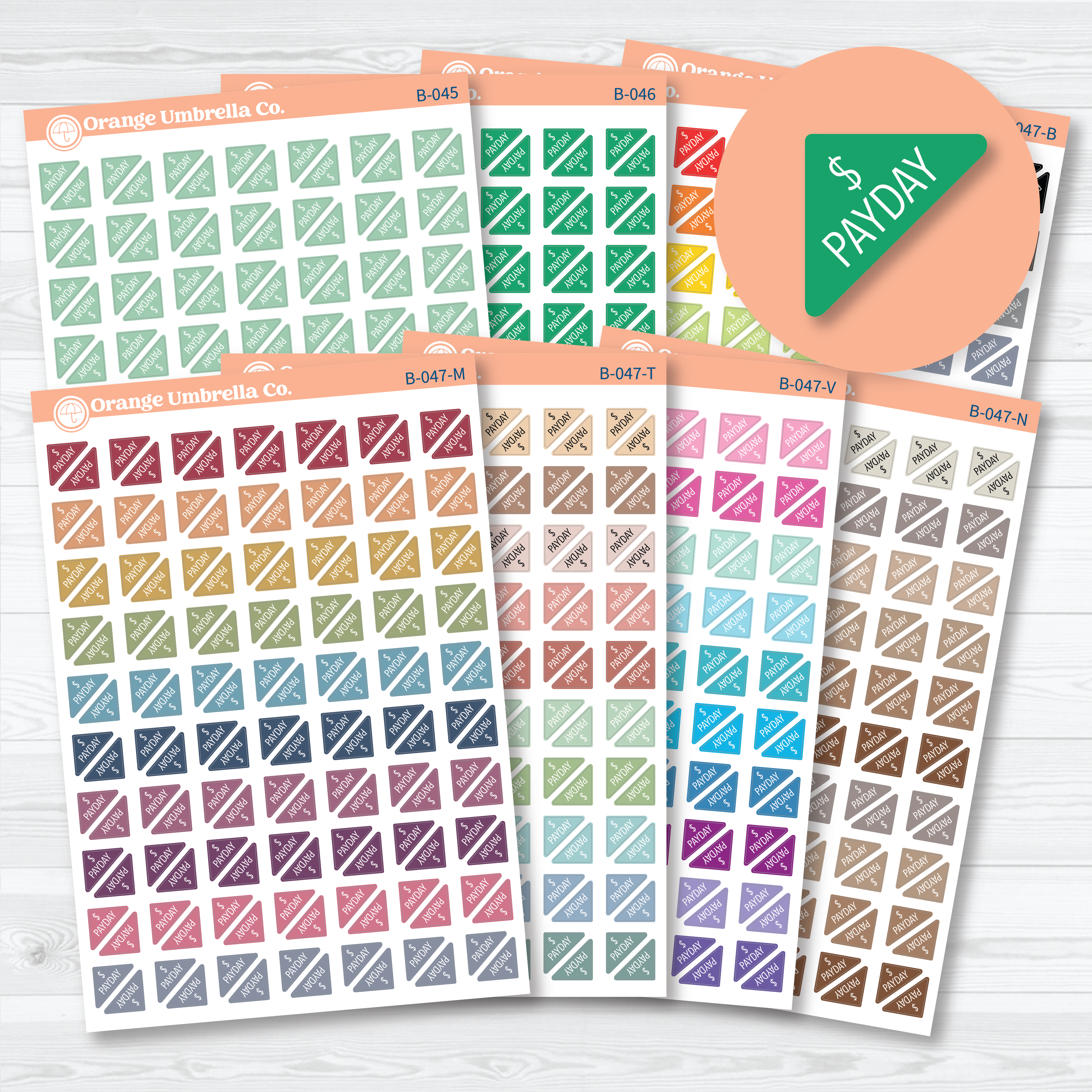 Pay Day Mini Corner Planner Stickers | Payday Reminder Stickers | B-045, B-046, B-047