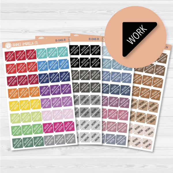 Work Mini Corner Script Planner Stickers | B-048