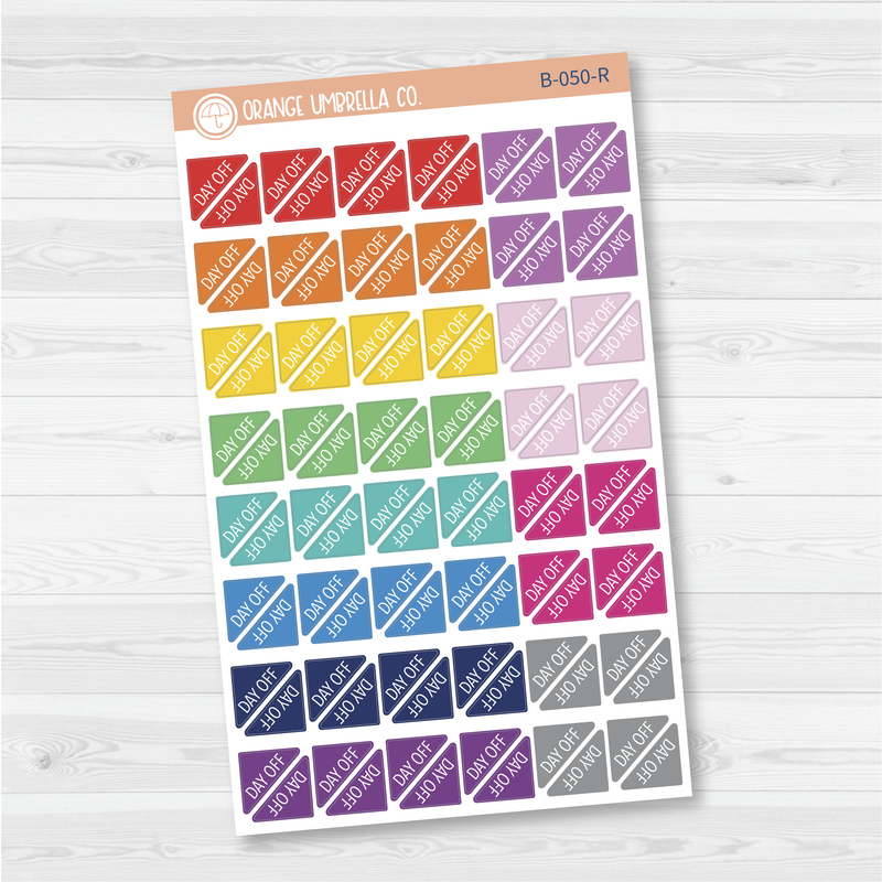 Day Off Mini Corner Script Planner Stickers | B-050