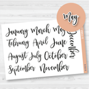 Month Name Header Script Planner Stickers | F2 | B-063-B