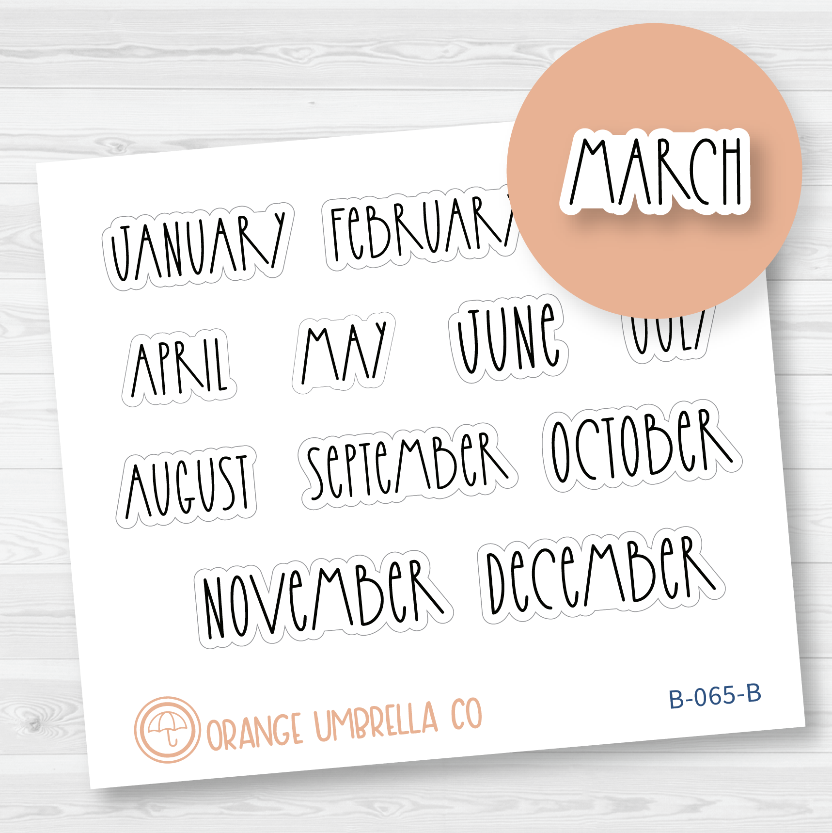 CLEARANCE | Month Name - A5 Plum / Passion / Hobonichi / PP Weeks Monthly Script Planner Stickers | FC12 | B-065-B