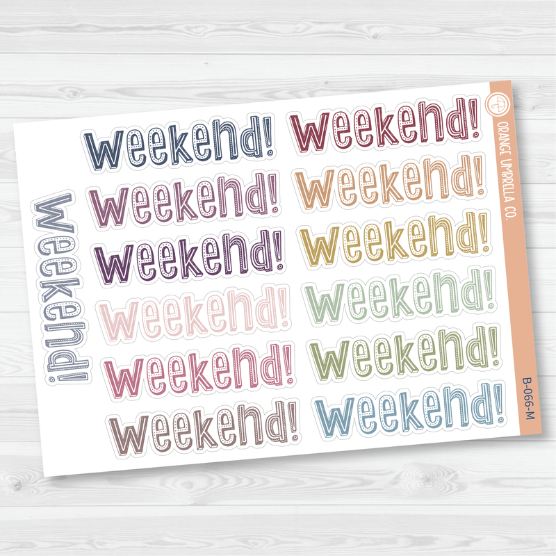 Weekend Banner Script Planner Stickers | B-066