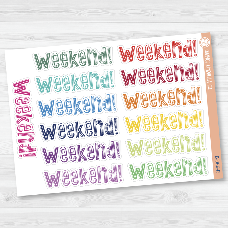 Weekend Banner Script Planner Stickers | B-066