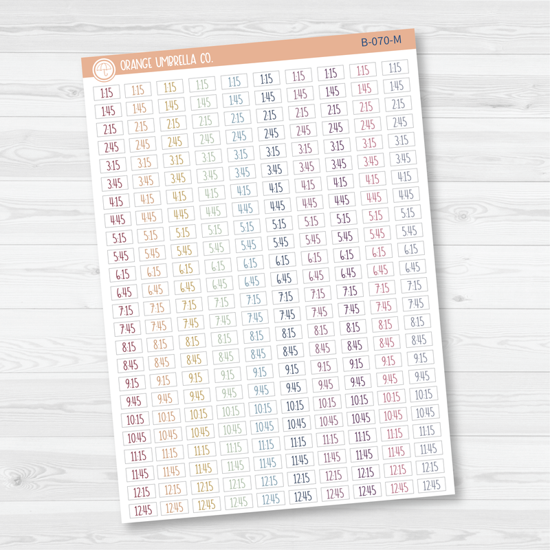 Time - Quarter/3-Quarter Hour Script Planner Stickers | F3 | B-070