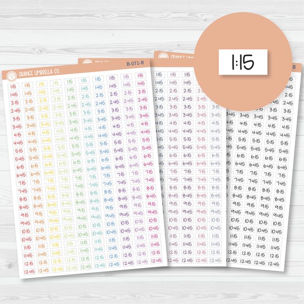 Time - Quarter and 3-Quarter Hour Jen Plans Script Planner Stickers | FJP | B-071