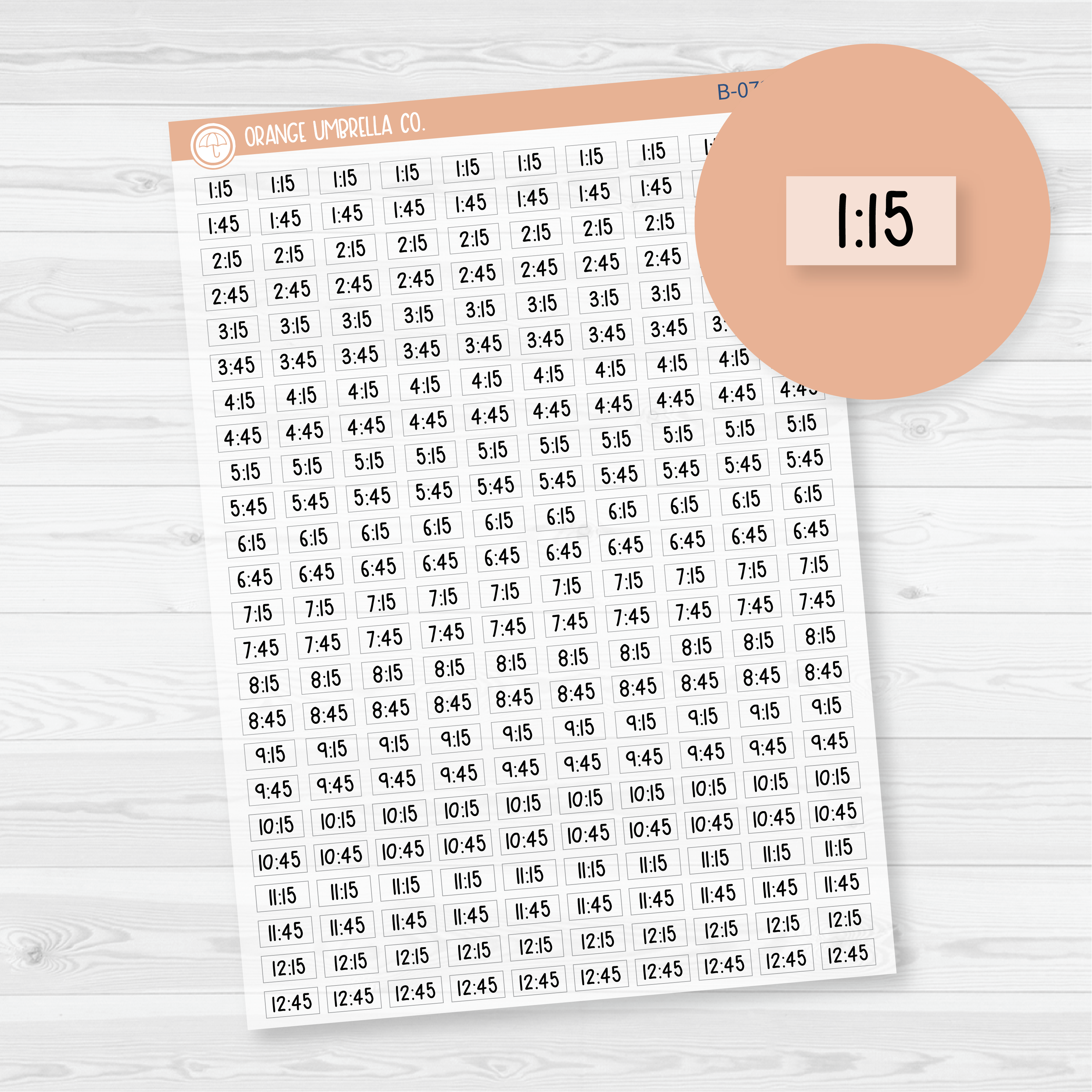Time - Quarter and 3-Quarter Hour Saray Plans Script Planner Stickers | FSP Clear Matte | B-073-BCM