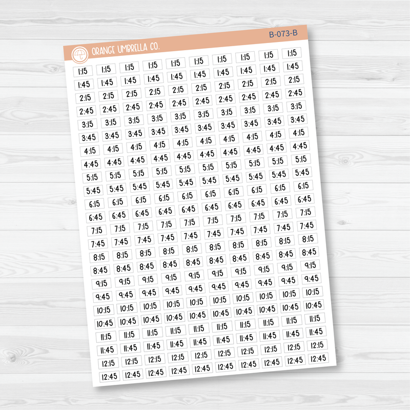 Time - Quarter and 3-Quarter Hour Saray Plans Script Planner Stickers | FSP | B-073