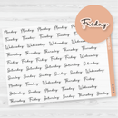 Day of the Week Stickers | Script Planner Headers | F5 Clear Matte | B-077-BCM