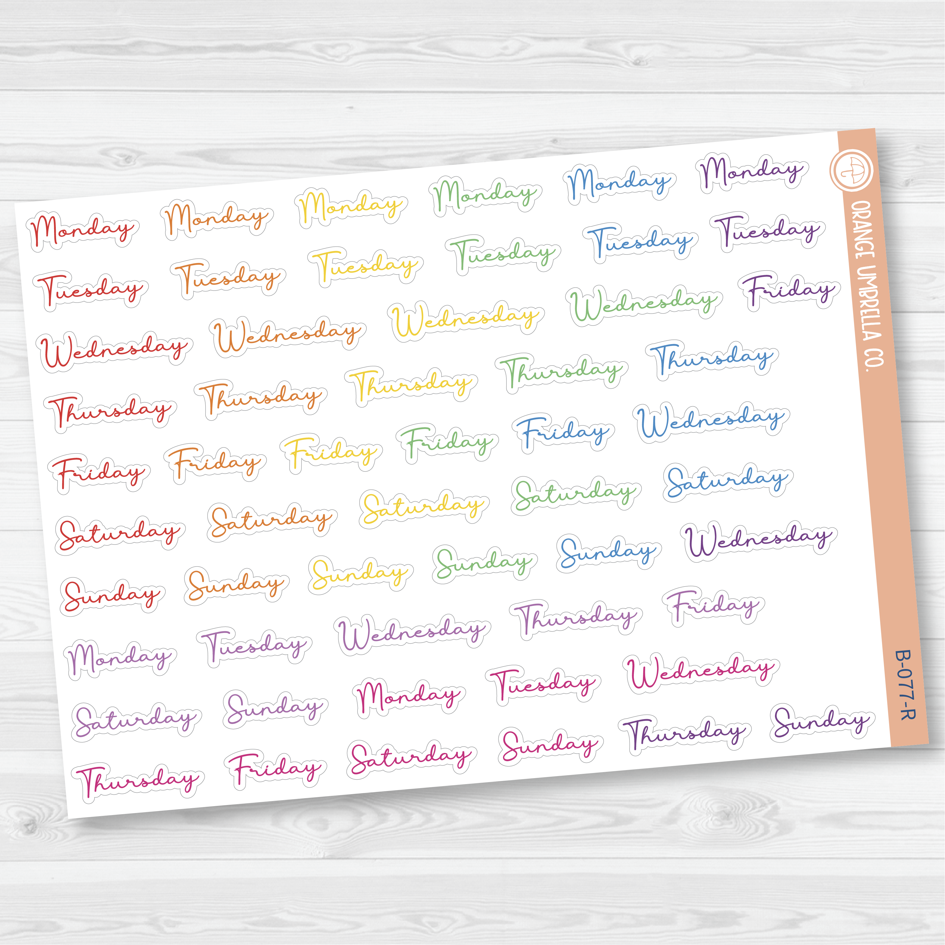 Day of the Week Header Planner Stickers | F5 | B-077
