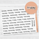 Day of the Week Stickers | Script Planner Headers | FJP Clear Matte | B-084-BCM