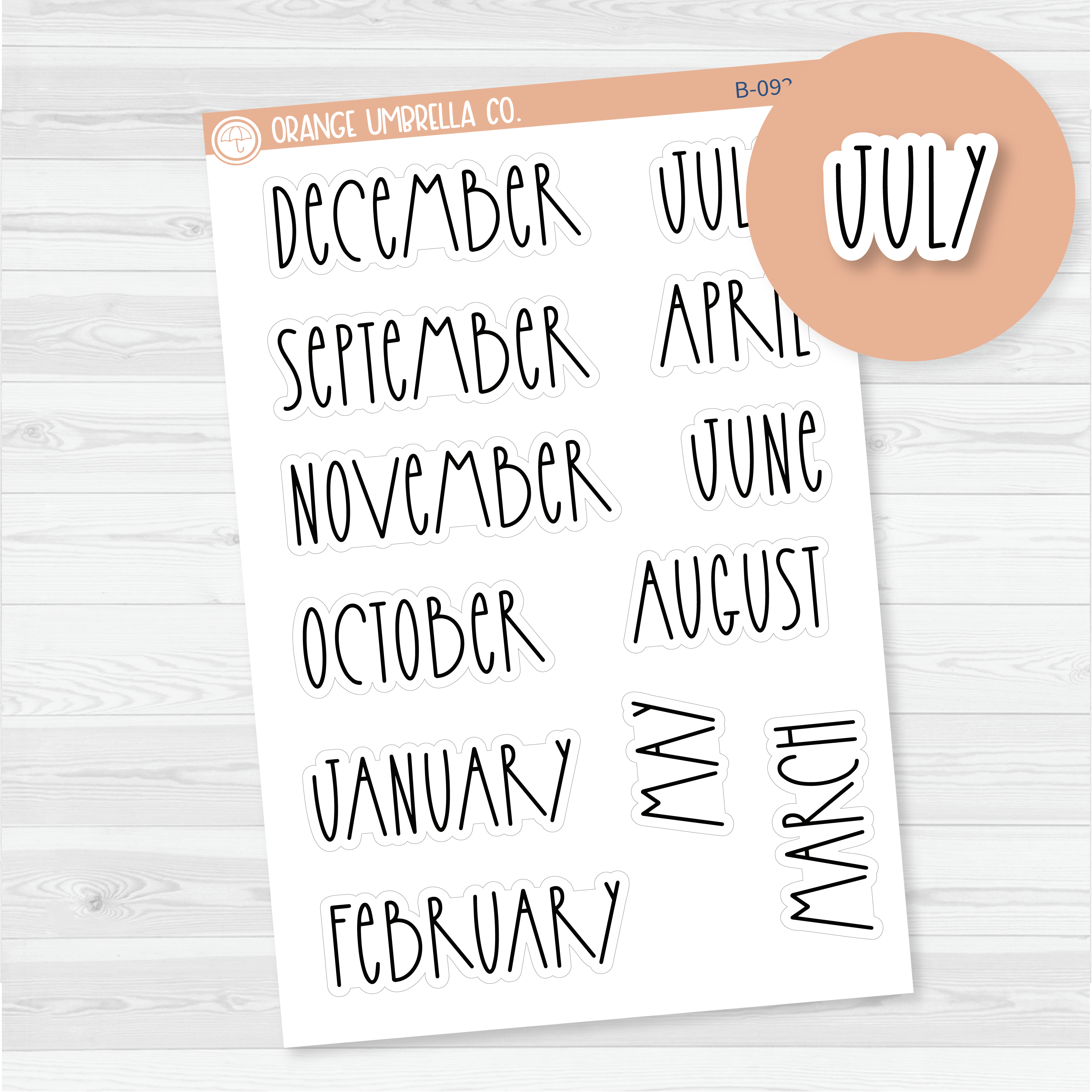 CLEARANCE | Month Name  - Hobonichi / A5 Plum / 8.5x11 ECLP Monthly Header Planner Stickers | FC12 Print | B-092-B
