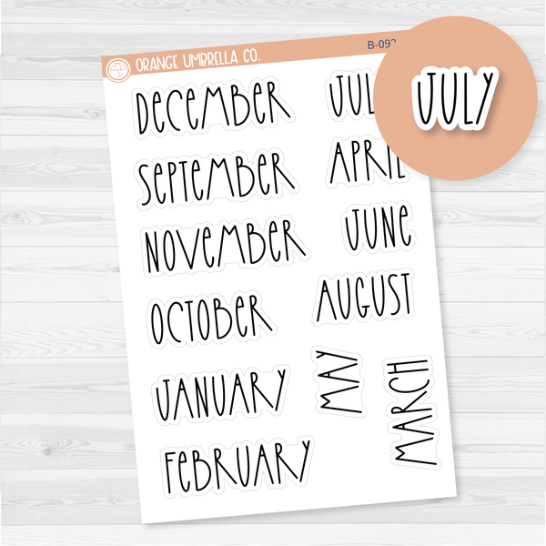 Month Name  - Hobonichi / A5 Plum / 8.5x11 ECLP Monthly Header Planner Stickers | FC12 Print | B-092-B