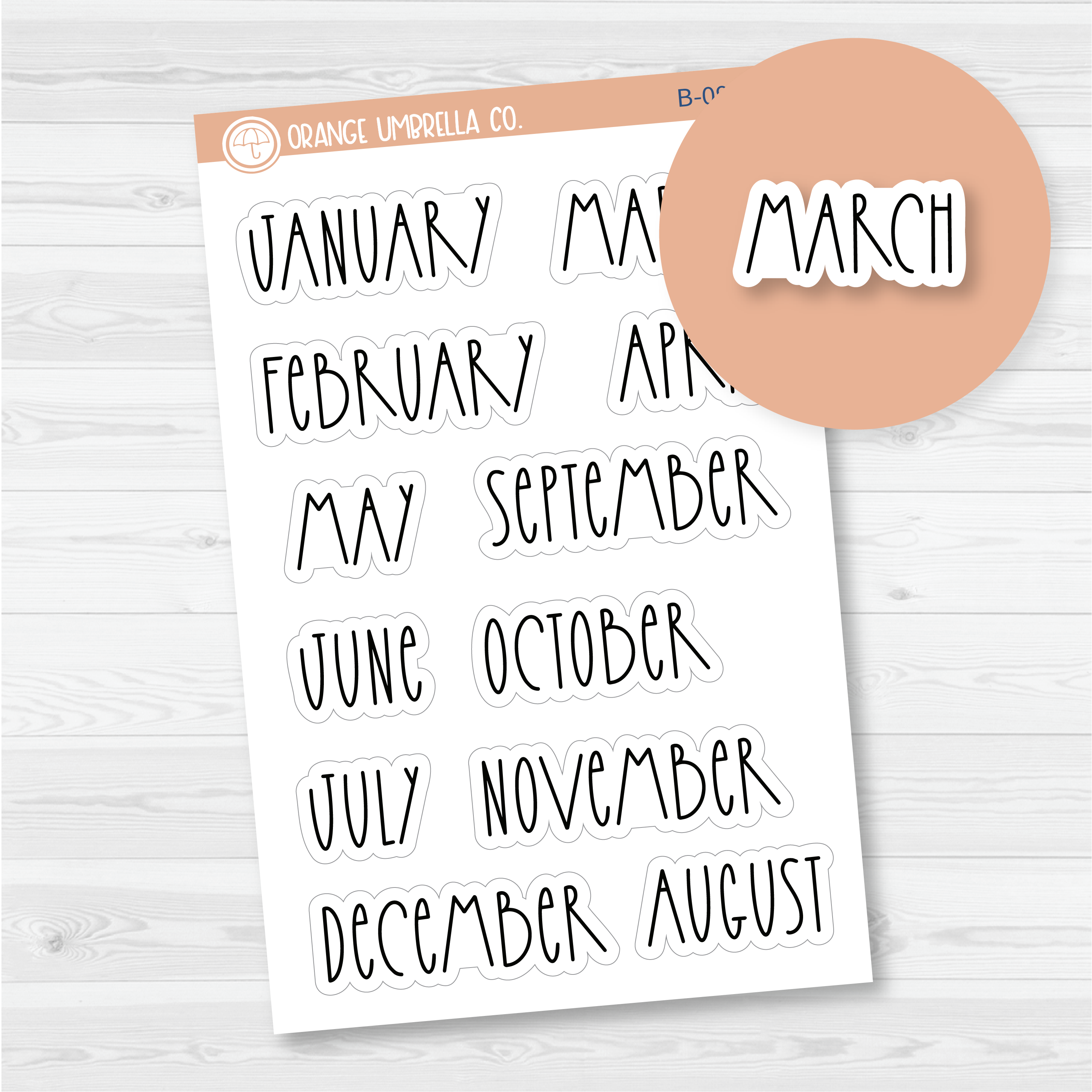 CLEARANCE | Month Name Mini Script Planner Stickers - 7x9 Plum & A5 Makse Monthly | FC12 Print | B-093-B