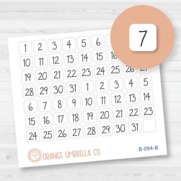 Date Dot Cover Script Planner Stickers | FC12 Square | B-094-B
