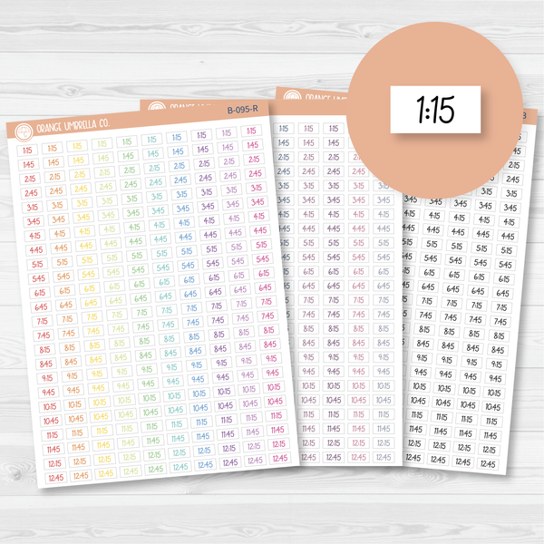 Time - Quarter and 3-Quarter Hour Script Planner Stickers | FC12 | B-095