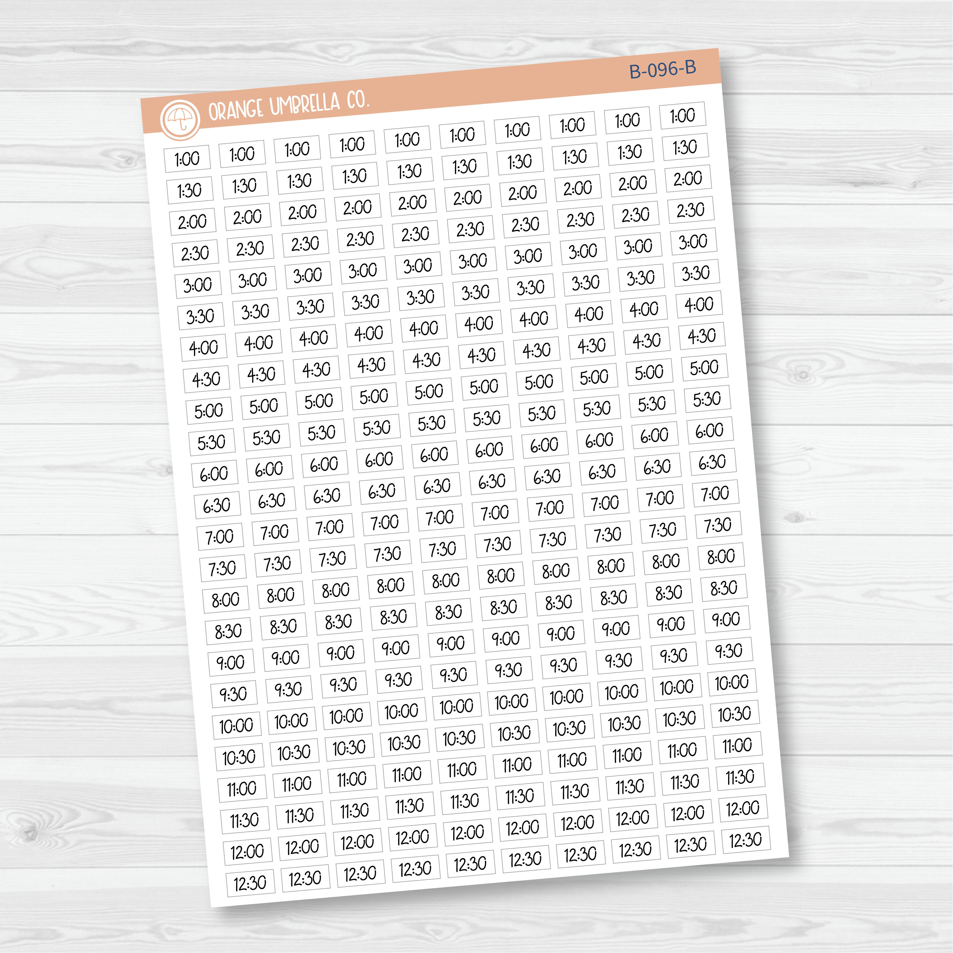 CLEARANCE | Time - 30 Minute/Half Hour Script Planner Stickers | FC12 | B-096