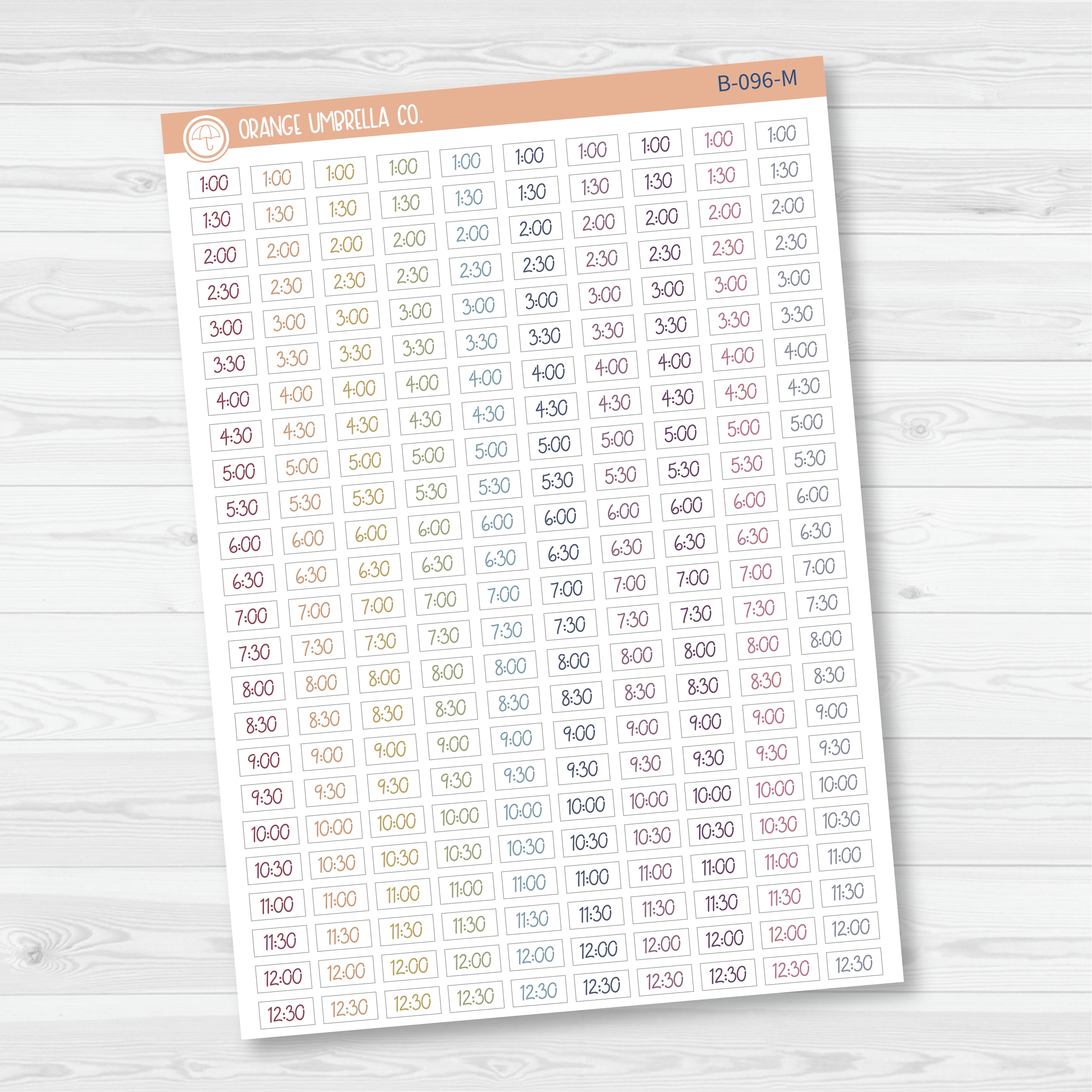 CLEARANCE | Time - 30 Minute/Half Hour Script Planner Stickers | FC12 | B-096