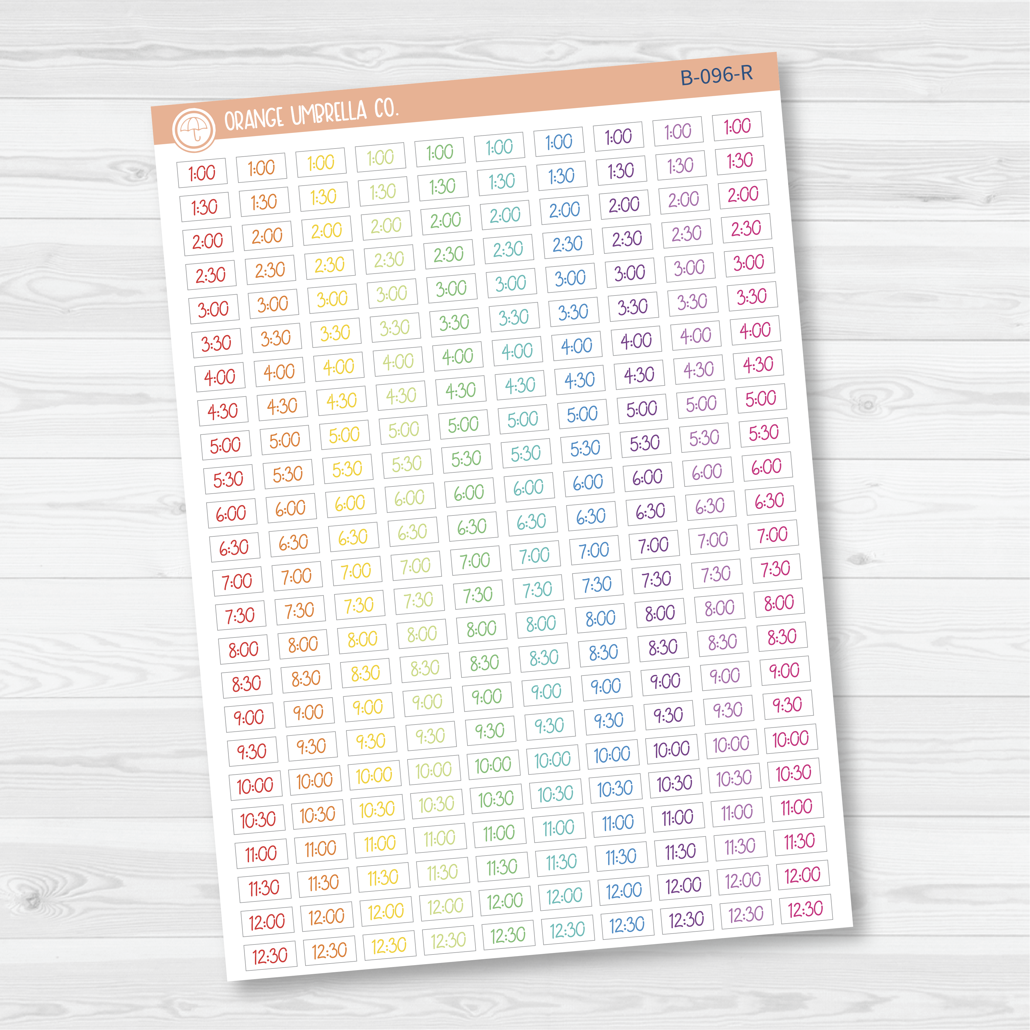CLEARANCE | Time - 30 Minute/Half Hour Script Planner Stickers | FC12 | B-096