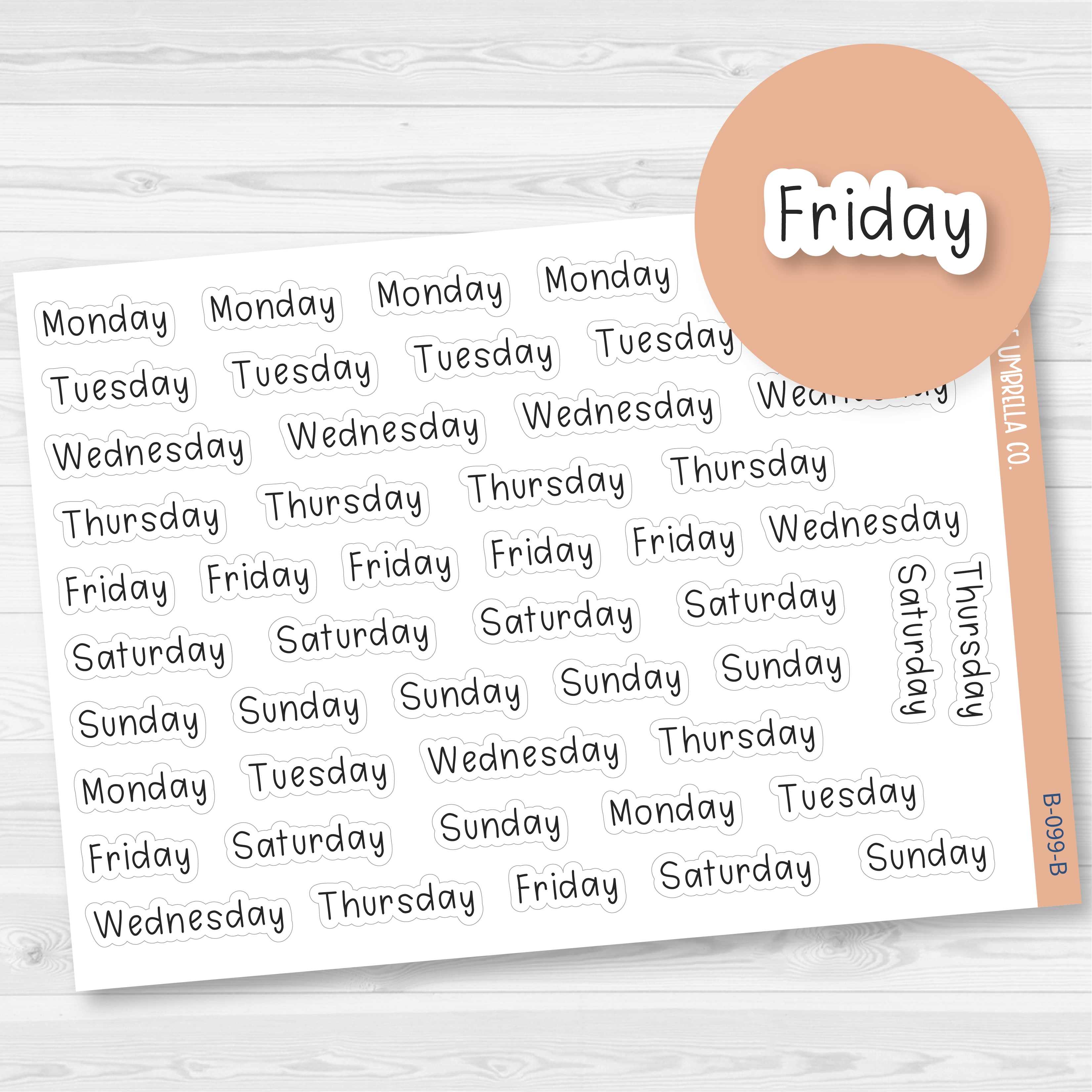 Day of the Week Header Julie's Plans Script Planner Stickers | JF | B-099-B