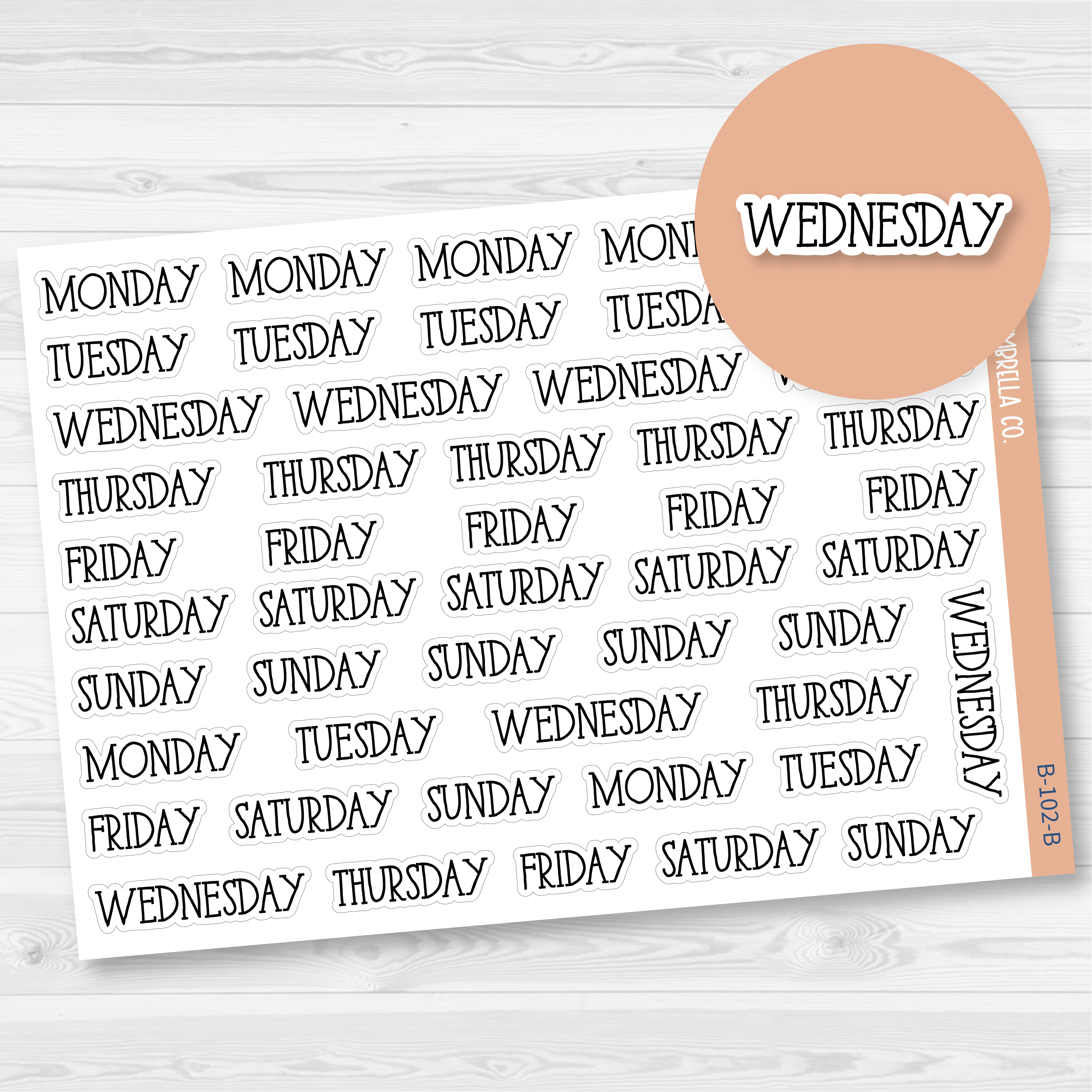 Days of the Week Stickers | Script Planner Headers | FC11 | B-102-B