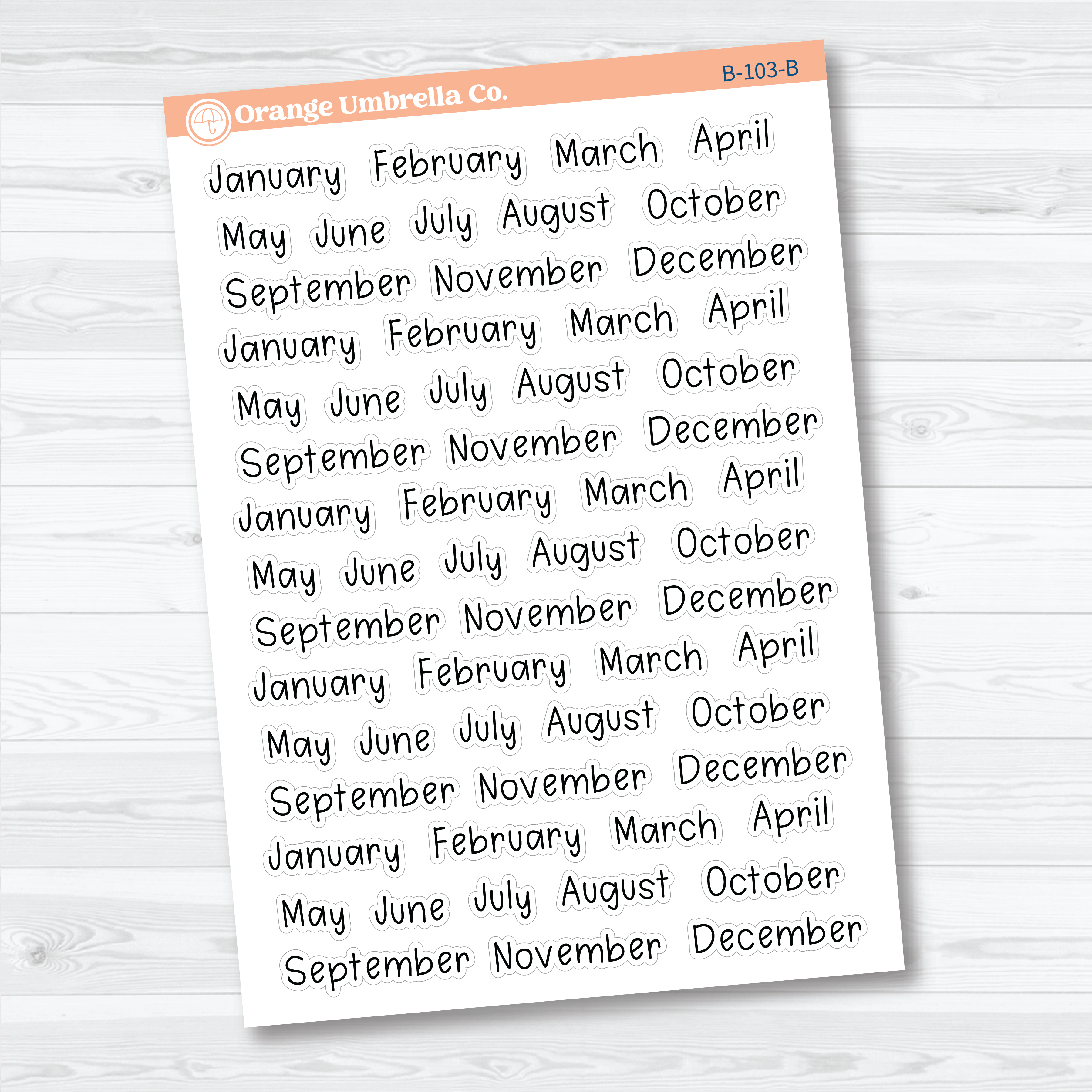 Months Planner Stickers | Tiny Julie’s Plans Month Stickers | B-103