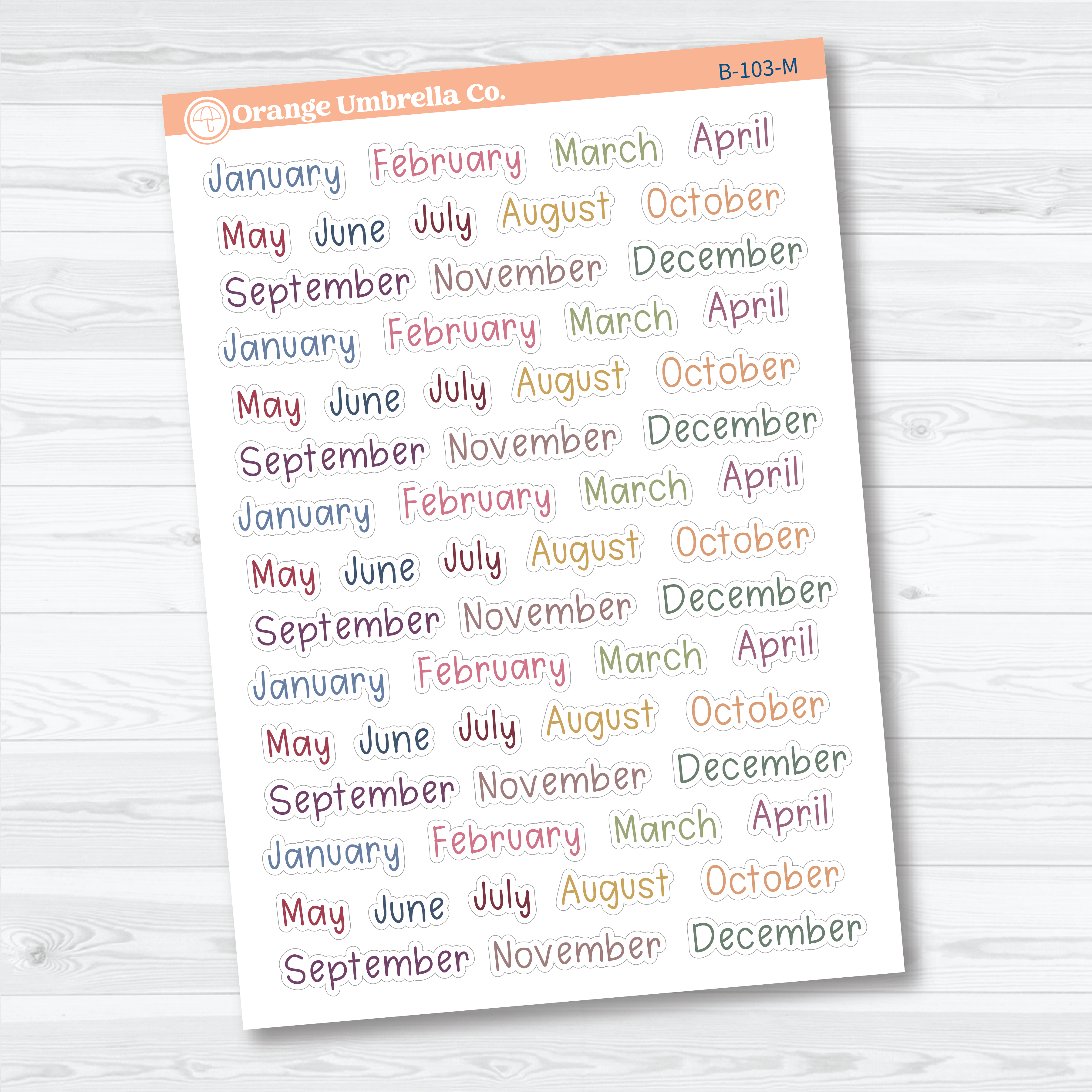 Months Planner Stickers | Tiny Julie’s Plans Month Stickers | B-103