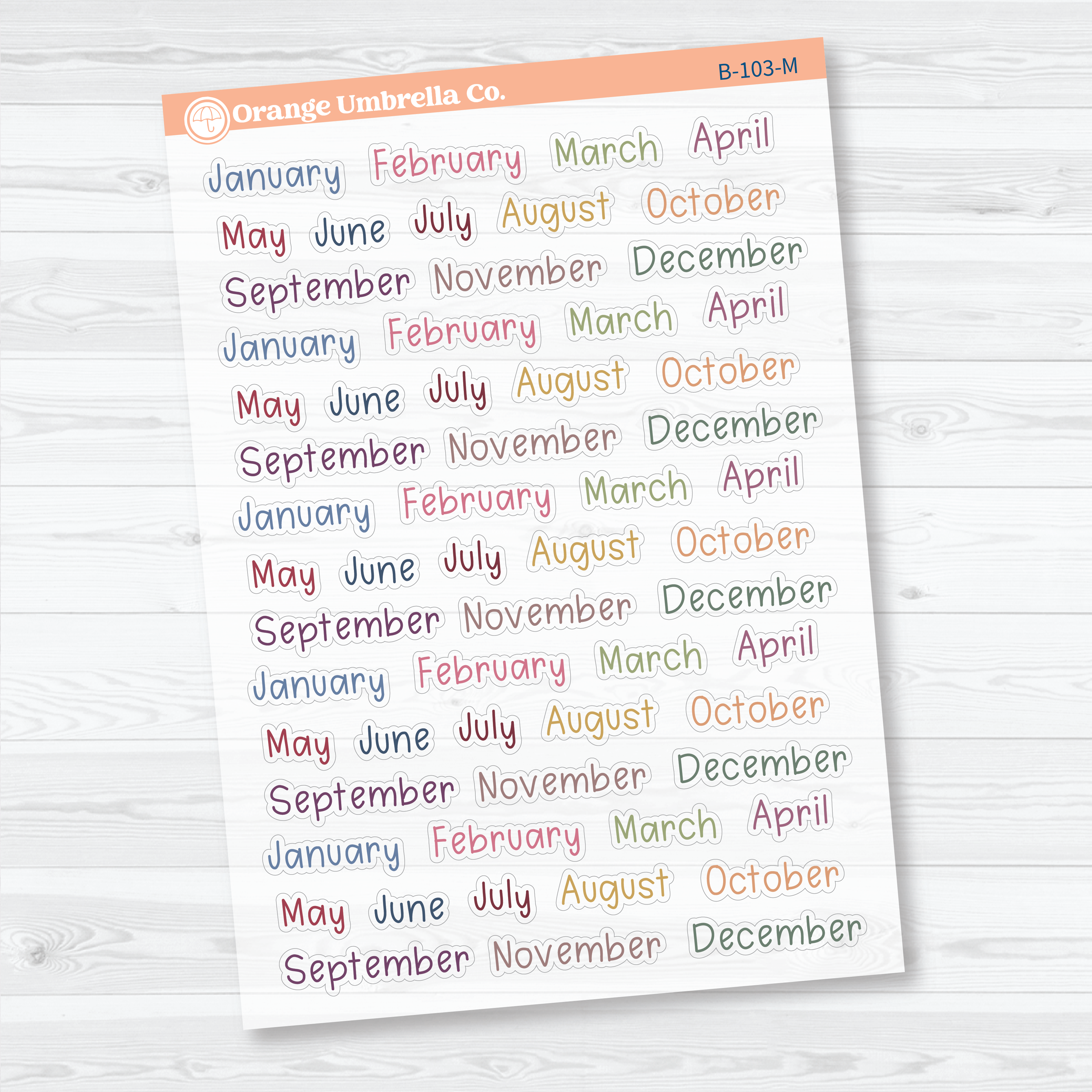 Months Clear Matte Planner Stickers | Tiny Julie’s Plans Month Stickers | B-103-CM