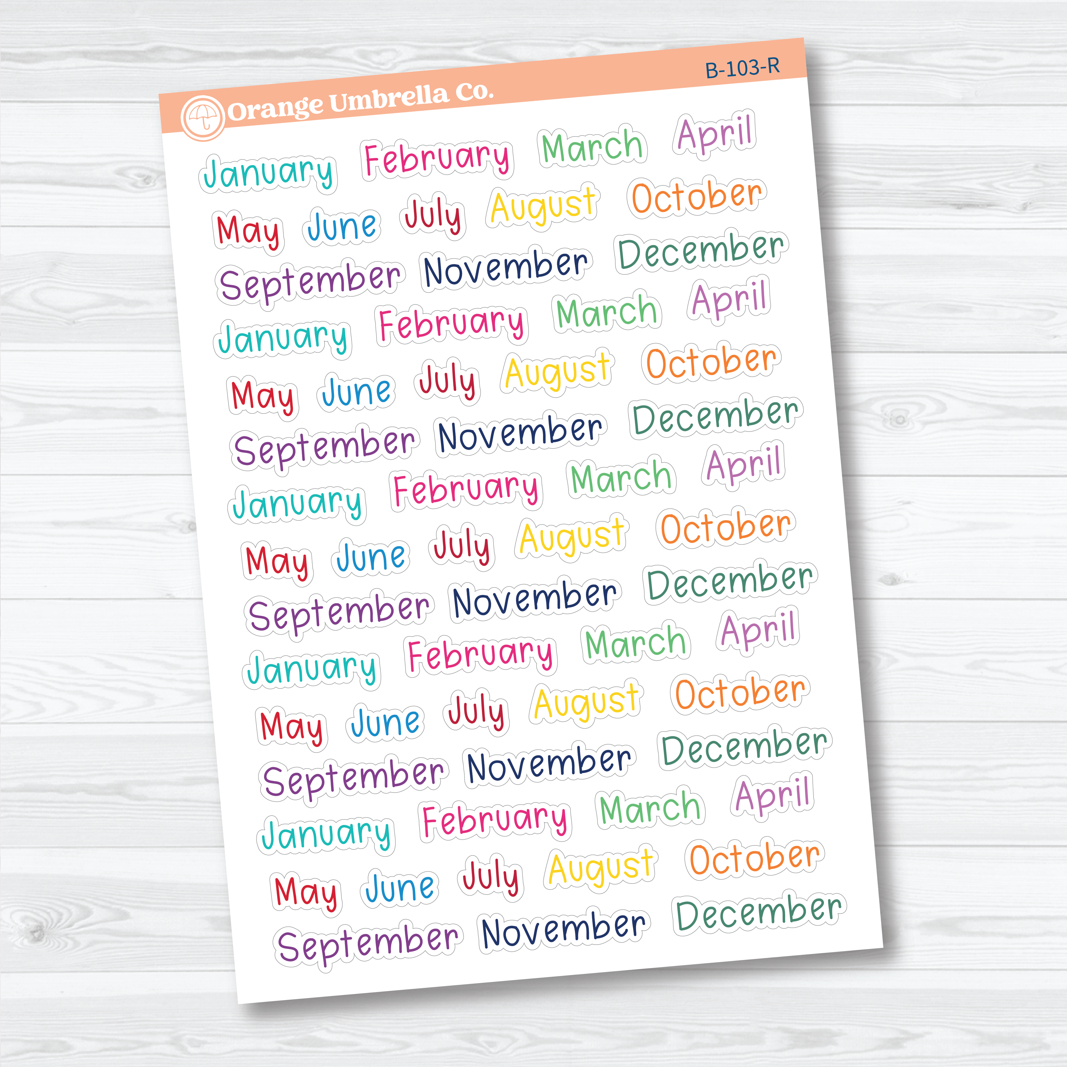 Months Planner Stickers | Tiny Julie’s Plans Month Stickers | B-103