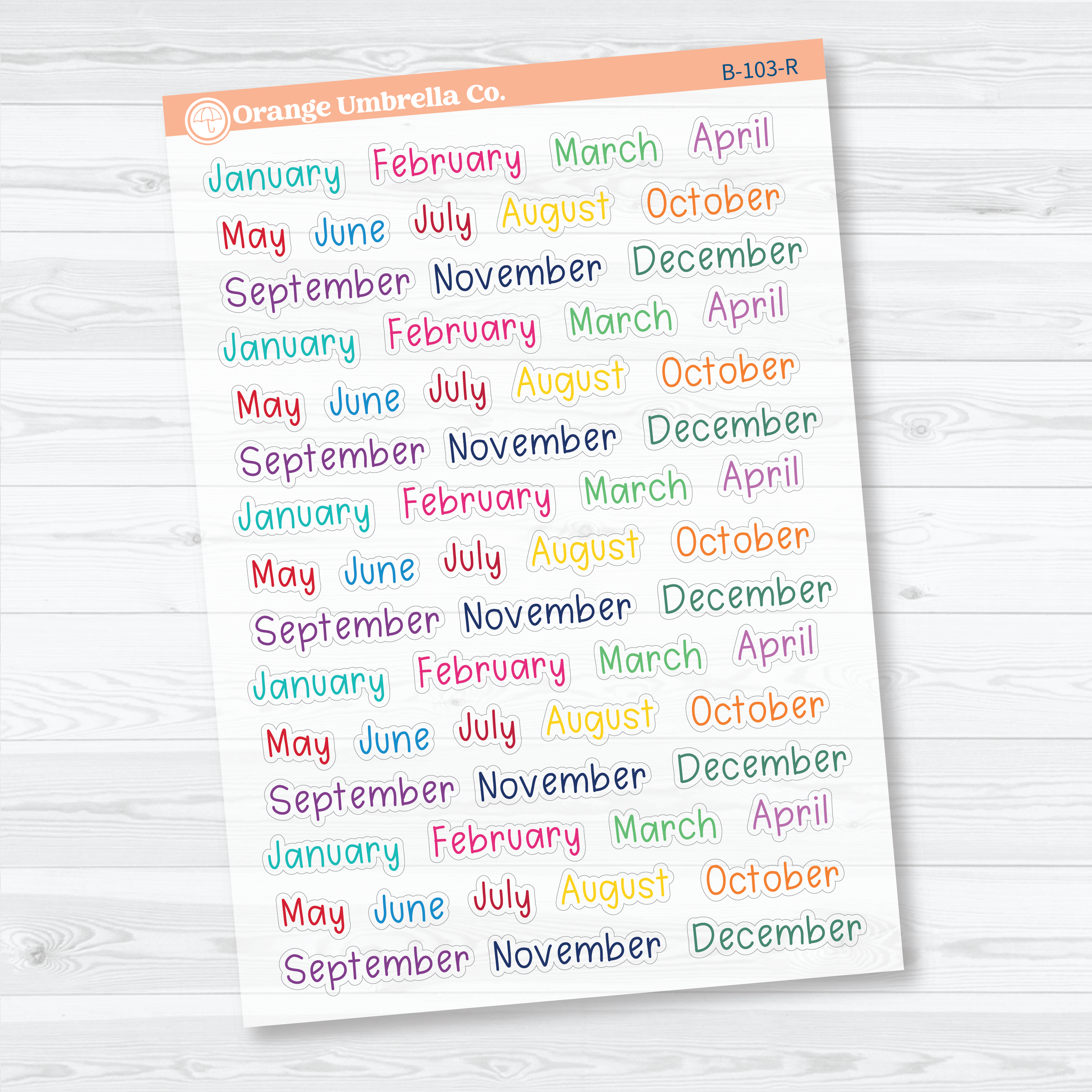 Months Clear Matte Planner Stickers | Tiny Julie’s Plans Month Stickers | B-103-CM